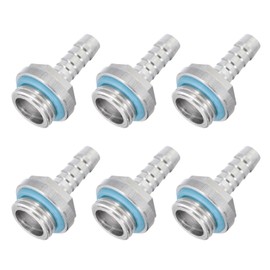 sourcing map Hose Barb Fittings G1/4 x 6mm Thread Male Aluminum Pipe Fitting Adapter for Water Cooling System Pack of 6