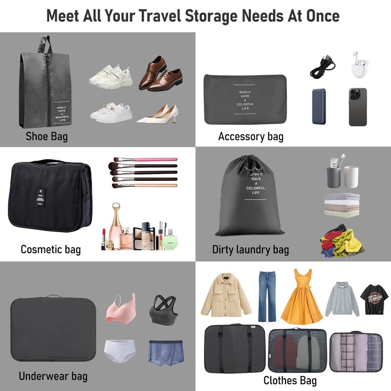 ProudDemon 8 Pcs Packing Cubes for Travel, Compression Luggage Organizer