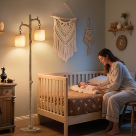 Rustic Floor Lamp For Living Room - 69" Farmhouse Tree Trunk Floor Lamp - Resin Tall Lamp With 2 Country Vintage Reading Light - Retro Standing Lamps For Bedroom Office Home Decor (Brown, 2 Bulbs)