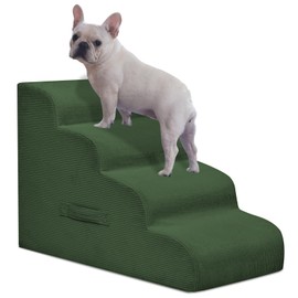 Mesa Lemon Dog Steps for Small Dogs, 4-Step Pet Ramp Stairs for High Beds and Sofa, Non-Slip Pet Stairs for Small Dogs and Cats, Removable and Easy to Clean Cover, Green