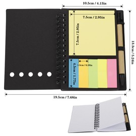 Umbrotiger Steno Pad 2-Pack with Sticky Notes & Pens – Portable Spiral Notebook for Students/Office, Pocket-Size Built-In Square & 5-Color Tabs​