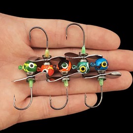 FANGBLUE Jig Head Hook 10g (3/8oz) Fishing Jigging Stainless Steel Hook with Propeller Blade Spinner Spoon Pike Bass Hook Fishing Tackle (5Pcs 10g)