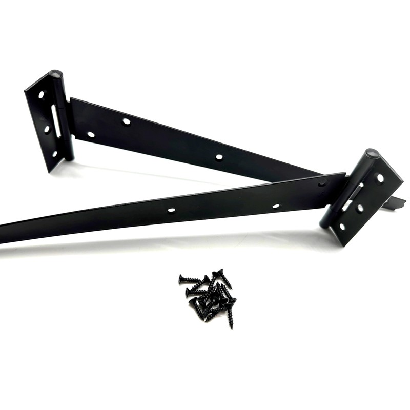 2PK 300mm Black Tee Hinges with Fixings. 12" T-Hinges for