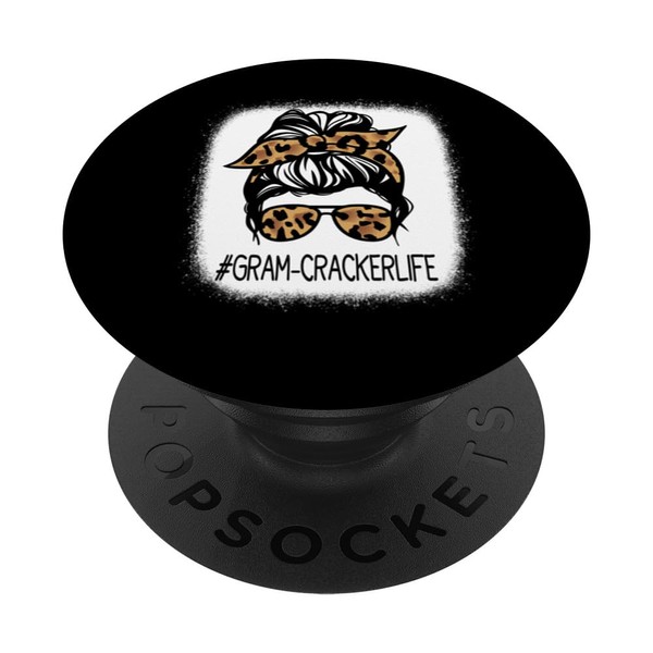 GRAM-CRACKER Leopard Messy Bun Mother's Day for Grandmothers PopSockets Swappable