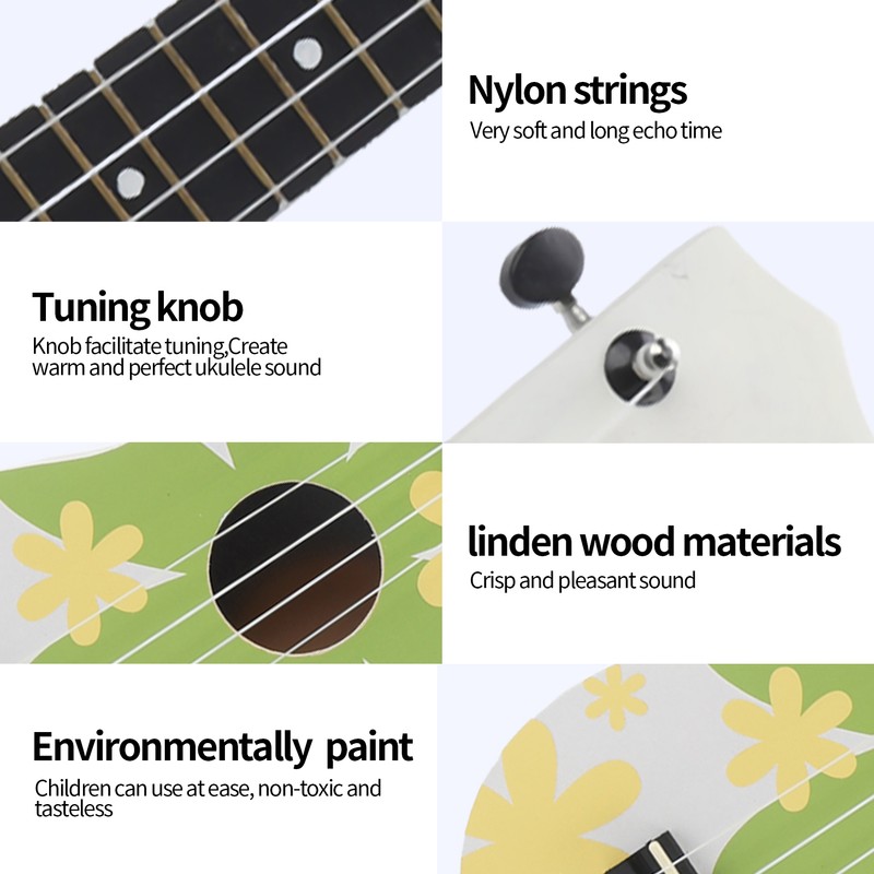 Ukulele Hawaiian 4‑String Guitar for Beginners Kid Adult Student Instrument