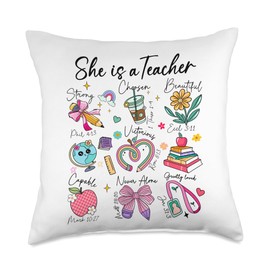 Christian God Bible Verse She Is A Teacher Back To School Throw Pillow