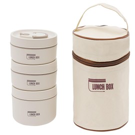 Sightday Pack of 3 Thermal Lunch Box Stainless Steel with Bag, Thermal Container for Food, Leak-Proof Food Keep Warm Container for Home, Office, Picnic (Beige-2 x 440 ml and 1 x 600 ml)