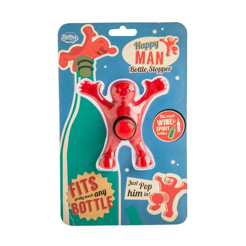 Blue Sky Happy Man Bottle Stopper, Bright Red, BS-HM_BS