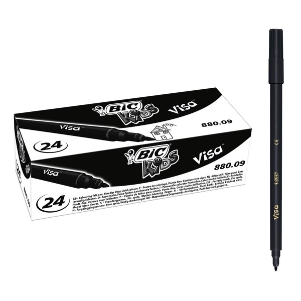 BIC Kids Visa Colouring Pens - Black (Box of 24)
