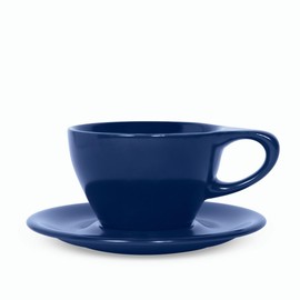 notNeutral Lino Porcelain Cup & Saucer Small Latte 8 oz (Indigo, Set of 2)