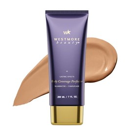 Westmore Beauty - Perfeccionador de cobertura corporal - Maquillaje impermeable para piernas y cuerpo - Maquillaje para cubrir tatuajes - 7 onzas bril