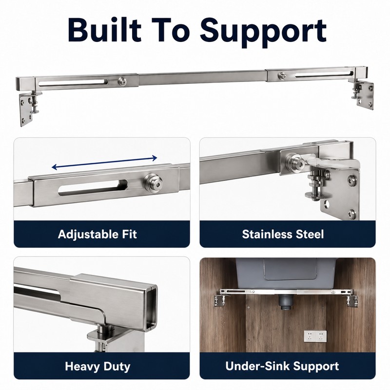 Undermount Sink Support Bracket for Kitchen Installation - Adjustable Stainless