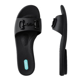 Oka-B Women's Grace Sawyer Slide,Licorice with Licorice Plastic Horse Bit Charm Charm, Large Large, Size 11-12 M