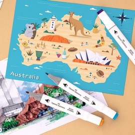 Colour Markers Dual Nibs Alcohol Base Colour Coding Assorted Colours With a Bucket School Art (24)