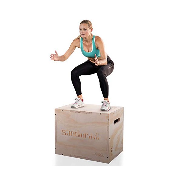 Sandinrayli 3-in-1 Wooden Plyo Jump Box for Training, Workout Step