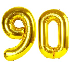 40 Inch Gold Balloon Number 90 Balloon,Jumbo Mylar Foil Helium Balloon for 90 Birthday Digital Balloons for Birthday Party,Wedding Anniversary Party Decorations