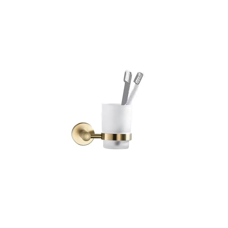 Housler® Brushed Brass Round Bathroom Accessories (Gold) (Round Tumbler)