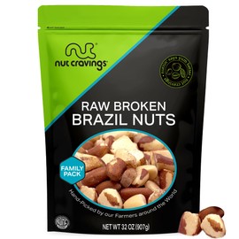 NUT CRAVINGS - Raw Broken Brazil Nuts, Unsalted, No Shell, (32oz - 2 LB) Bulk Nuts Packed Fresh in Resealable Bag - Kosher Healthy Snack, Natural Keto Vegan