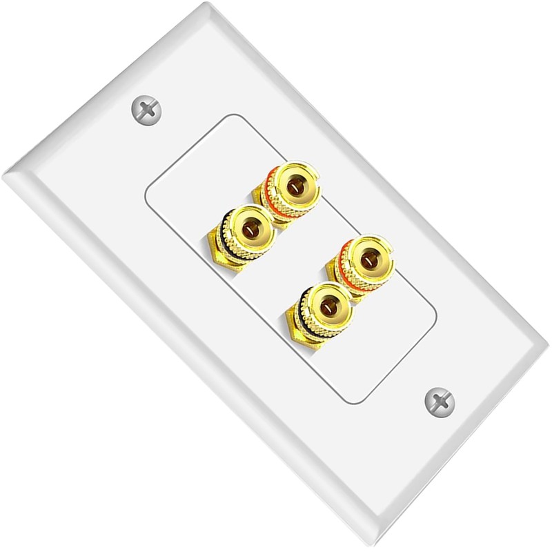 Tunghey 2Pack Gold Plated Speaker Wall Plate With Banana Plug