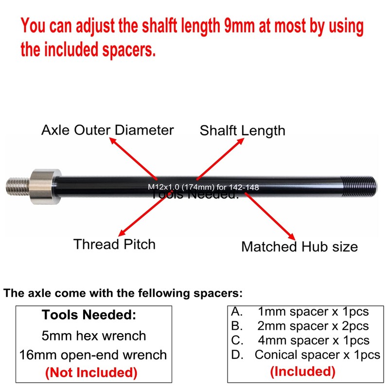 Bike Trailer Hitch Thru Axle Adapter 12mm Thru Axle with