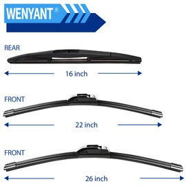 Wenyant 3 Windshield Wiper Blades Compatible with Honda Odyssey 2005-2019 2020 2021 2022 Front Rear Wipers Original Equipment Automotive Replacement Set - 26"/22"/16"(Set of 3)