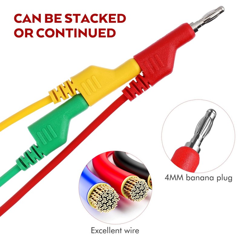 TEHAUX Banana Plug Test Leads Kit, Multimeter Test Lead Stackable