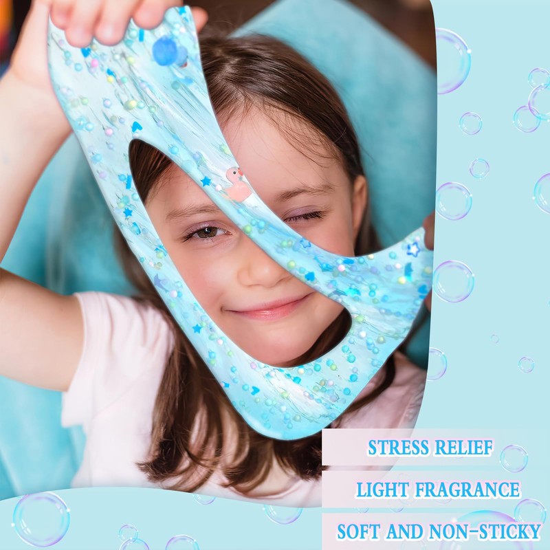 Blue Crystal Slime with Cute Yellow Ducks & Beads –