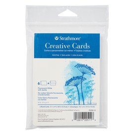 Strathmore Creative Cards, Flourescent White with Deckle Edge, Announcement Size, 3.5x4.875 inches, 6 Pack, Envelopes Included - Custom Greeting Cards for Weddings, Events, Birthdays