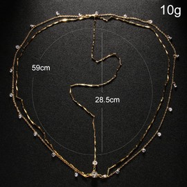 STONEFANS Rhinestone Head Chain Jewelry Silver Bride Headpiece Wedding Headbands Chain Layered Festival Prom Hair Accessories for Women And Girls (Gold), Adjustable