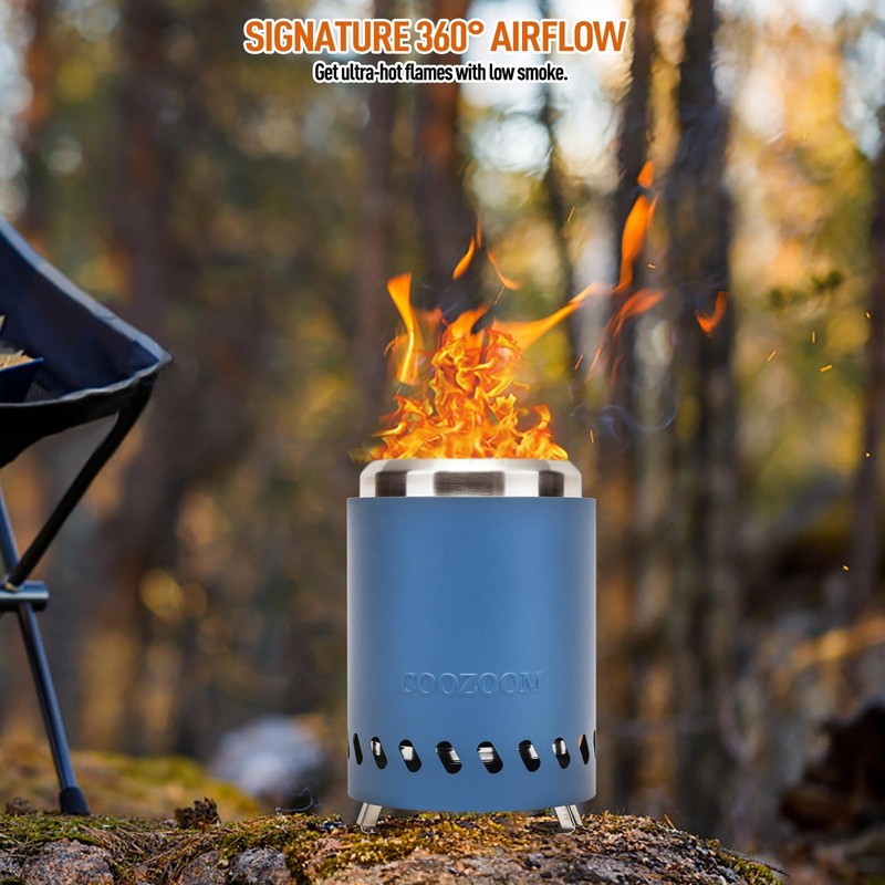 COOZOOM Portable Table Top Fire Pit with Stand, 5.5" Stainless