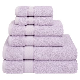 Dorlion Towels 6 Piece 100% Turkish Cotton Towel Set, 2 Bath Towels 2 Hand Towels 2 Washcloths, Soft Absorbent Towels for Bathroom and Kitchen, Lilac Set