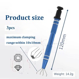 3Pcs 4 Prongs Grabber for Tiny Piercing Ball, Small Bead Holder, Push-in Syringe Type Tool, Stainless Steel Pick Up Tool for Small Parts, Jewelry, Metal Piercing Ball Holder