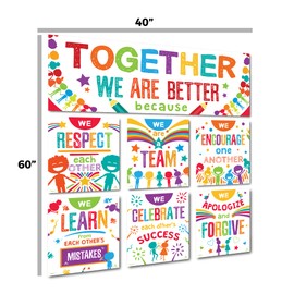 Sproutbrite Classroom Banner Decorations and Poster Bulletin Board Set - Together We are Better