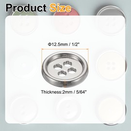 sourcing map 10pcs Metal Sewing Button, 12mm 4-Hole Round Suit Shirts Coats Clothes Sewing Buttons for Decoration Craft, Silver