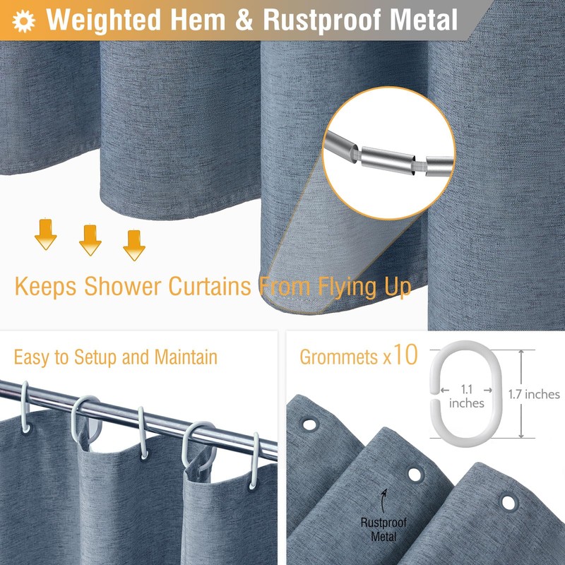 BTTN Stall Fabric Shower Curtain - 54x78 Inch Long Linen