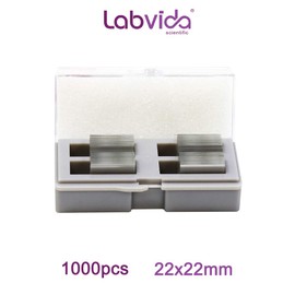 Labvida 1000pcs Microscope Cover Slips, Dim.22x22mm, Thickness 1.0# 0.13-0.16mm, Super White Glass Material, 5 boxes Individually Wrapped, LVR003