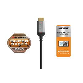 Monster Essentials HDMI Cable 1.8 m, Ultra HD 4K HDMI Cable with Ethernet, Super Speed 22.5 Gbps Transfer Rate, HDR Video Cable, ARC Cable, Corrosion Resistant 24K Gold Contacts