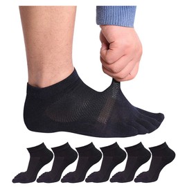 UBUMO Men's Five Finger Toe Socks Cotton Crew Casual Colorful Patterned 5/6 Pairs
