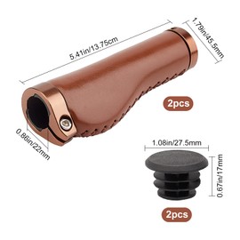 GORGECRAFT Brown Bike Grips Leather Handlebar Bike Bicycle Ergonomic Design Non-Slip Microfiber with Aluminum Alloy Dual Lock-on Bar Covers for Mountain Road Bike MTB