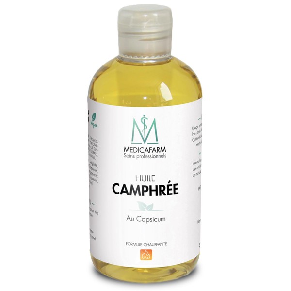 MEDICAFARM - Camphor oil - Capsicum - Heating action - Helps with muscle preparation and recovery - Helps relieve muscle and joint pain - 250 ml bottle