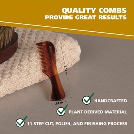 Wahl Beard & Mustache Comb for Men's Grooming - Handcrafted & Hand Cut with Cellulose Acetate - Smooth, Rounded Tapered Teeth - Model 3323