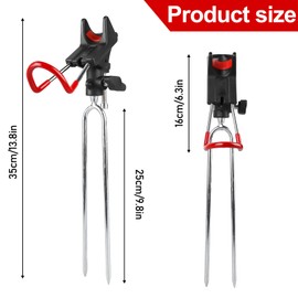 VEGOATY Fishing Rod Holder: Pack of 2 Universal Fishing Rod Stand Stainless Steel 360° Adjustable for Shore Fishing (Black)