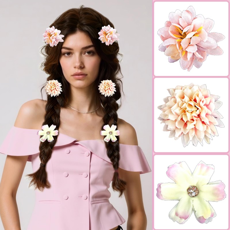 18 PCS Flower Hair Clips Rose Hair Accessories Boho Floral
