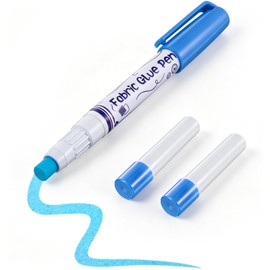 Avenuebool 1 Fabric Glue Pen with 2 Refill, Washable Temporary Fabric Glue Sticks for Sewing, English Paper, Quilting, Piecing Patchwork