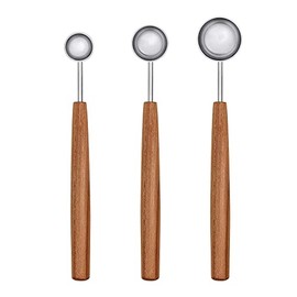 triangle Spice Measuring Spoon 3-Piece Set (¼ tsp, ½ tsp & 1 tsp) - Stainless Steel with Plum Wood Handle - Sense Collection