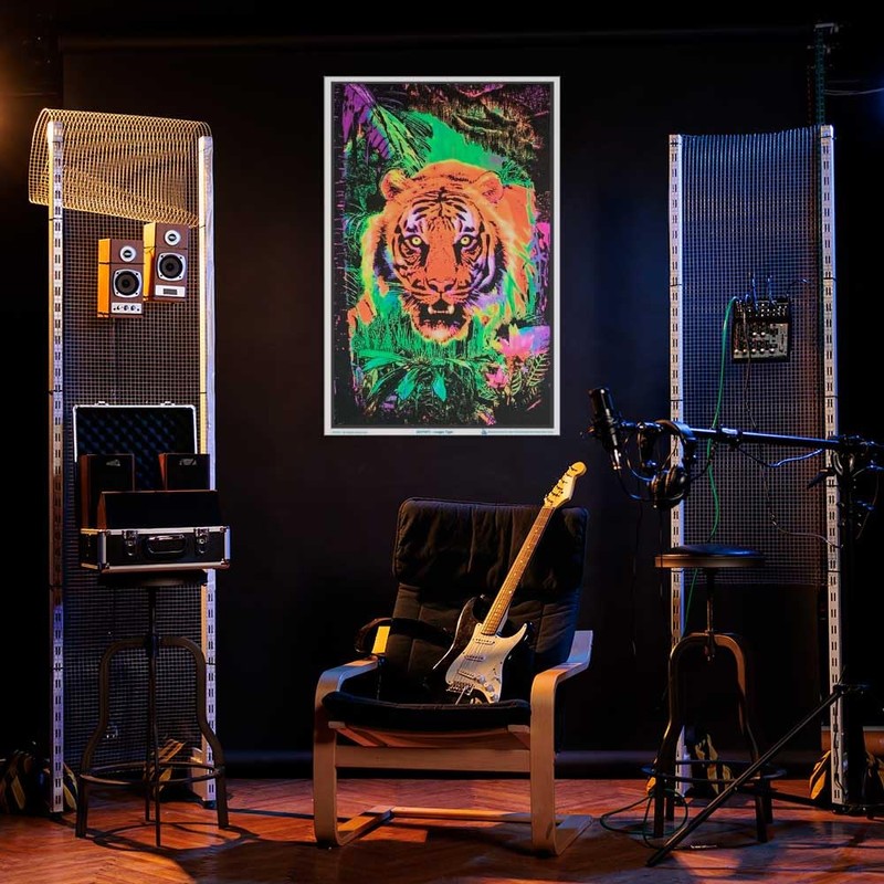Opticz Jungle Tiger Blacklight Reactive Poster Blacklight Poster 23 x