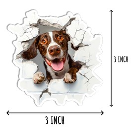 4Pcs German Shorthaired Pointer Dog Sticker - 3D Effect - Cute Dog Break Through Wall - Sticker for Laptop Kindle Book
