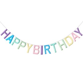 G2PLUS Already Sewn Happy Birthday Garland, Happy Birthday Garland, Reusable, Non-Woven Birthday Garland Macaron, 2.8 m Happy Birthday Bunting for Children, Adults