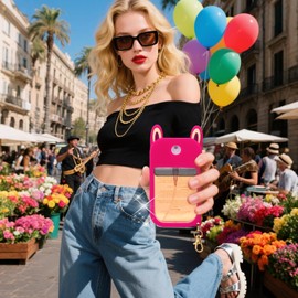 AIERSA Hand Sanitizer Spray Case Compatible with Touchland,Rabbit Ears Design Silicone Hand Sanitizer Case Holder with Keychain for Touch Land Mist Case 1FL. OZ (Hot Pink)