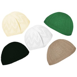 Hat Muslim Wholesale Kofi Lot of 3 Pcs Colors Kufi Koofi Topi Cotton Turkish Skull Cap Muslim Islamic Prayer Takke Knit Style Helmet Liner Caps for Men Multicolor